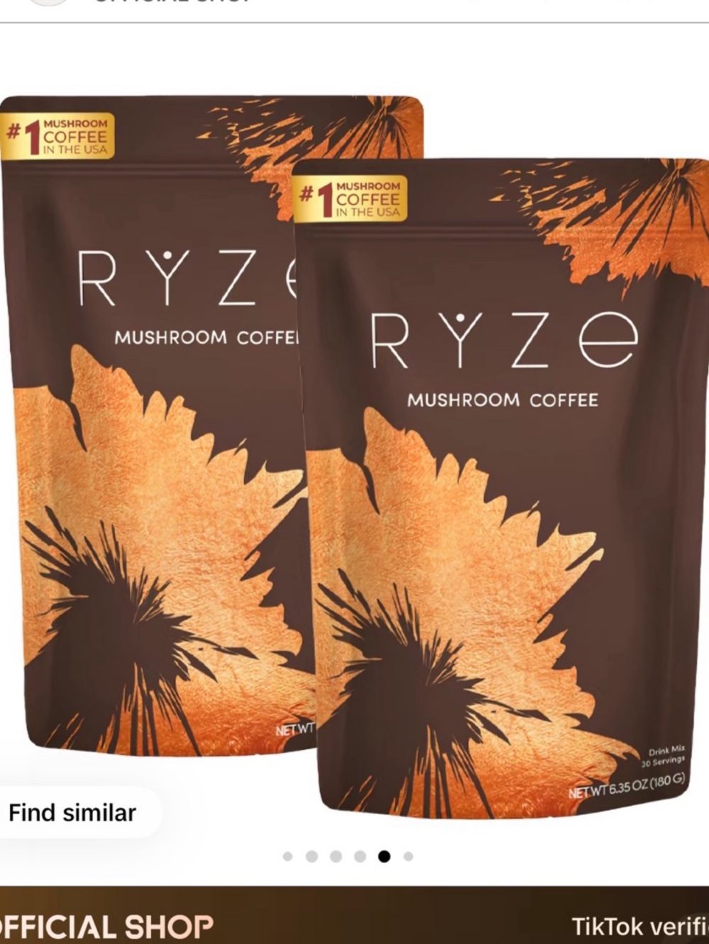 RYZE Organic Mushroom Coffee - Medium Roast, Brown & Orange